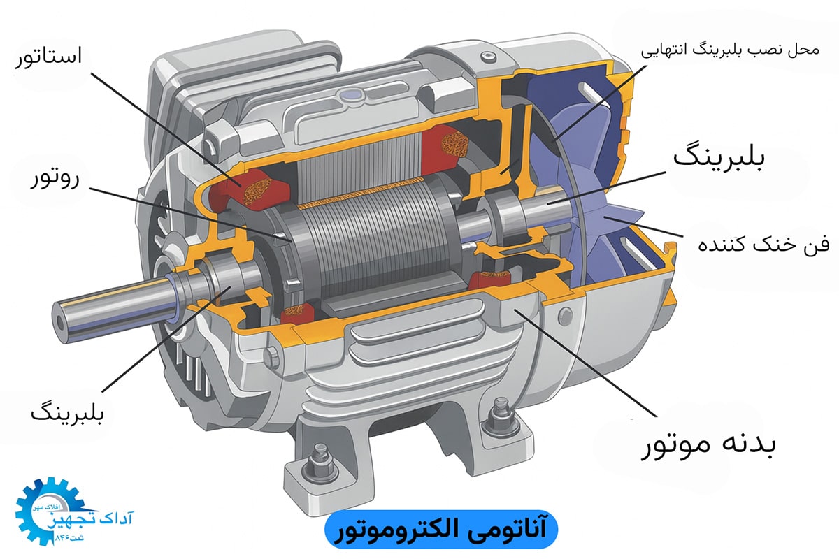 ساختار داخلی کامل الکتروموتور