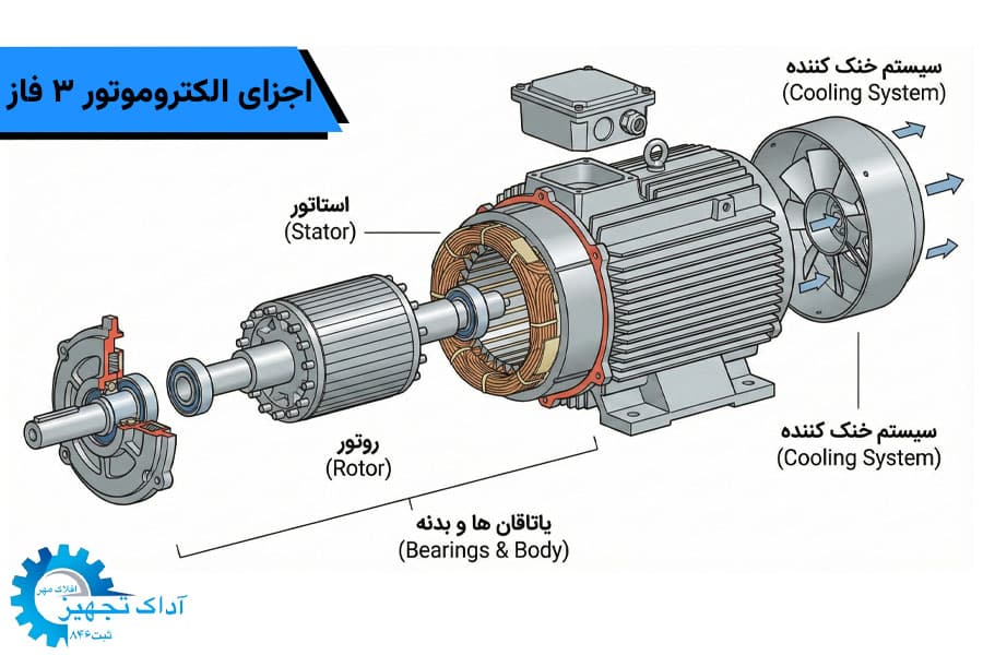 اجزای الکتروموتور سه فاز