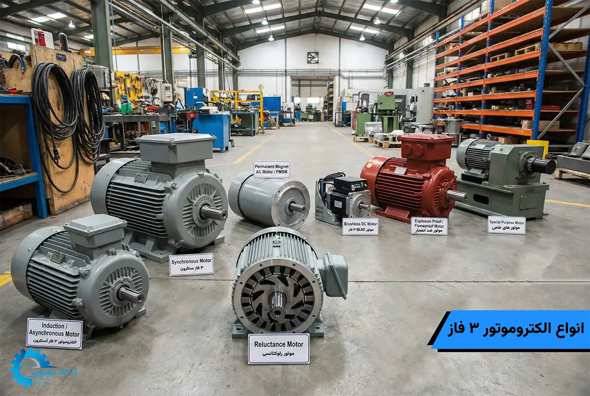 انواع الکتروموتور سه فاز